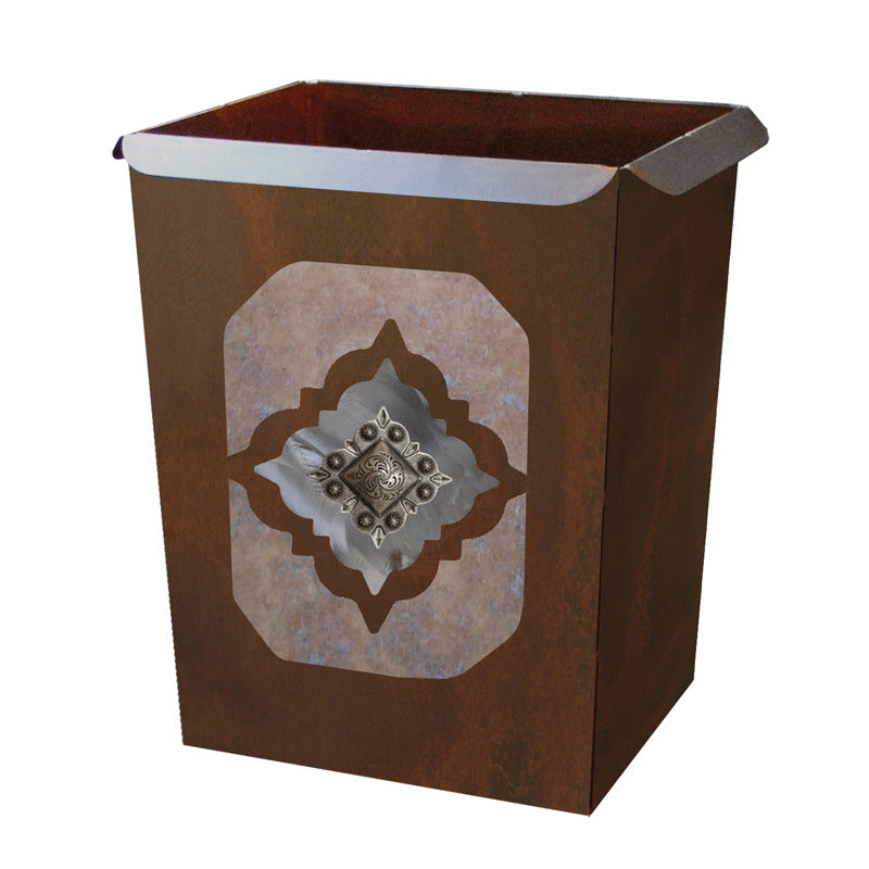 WB-2036 Diamond Old Silver Concho Trash Bin