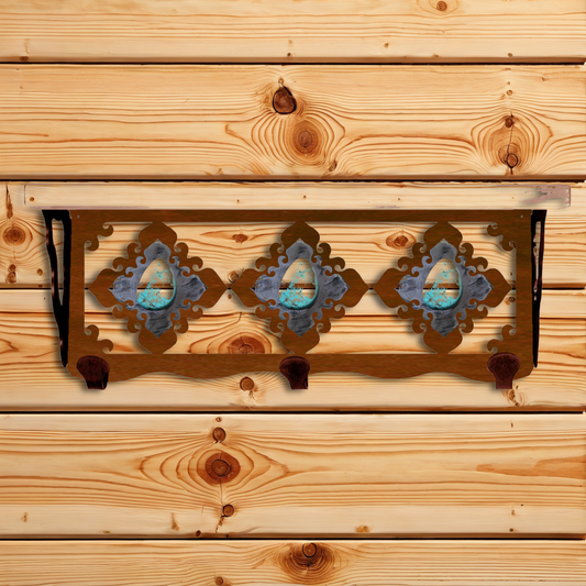 SW-3769 Turquoise Stone 20" Coat Hook Shelf