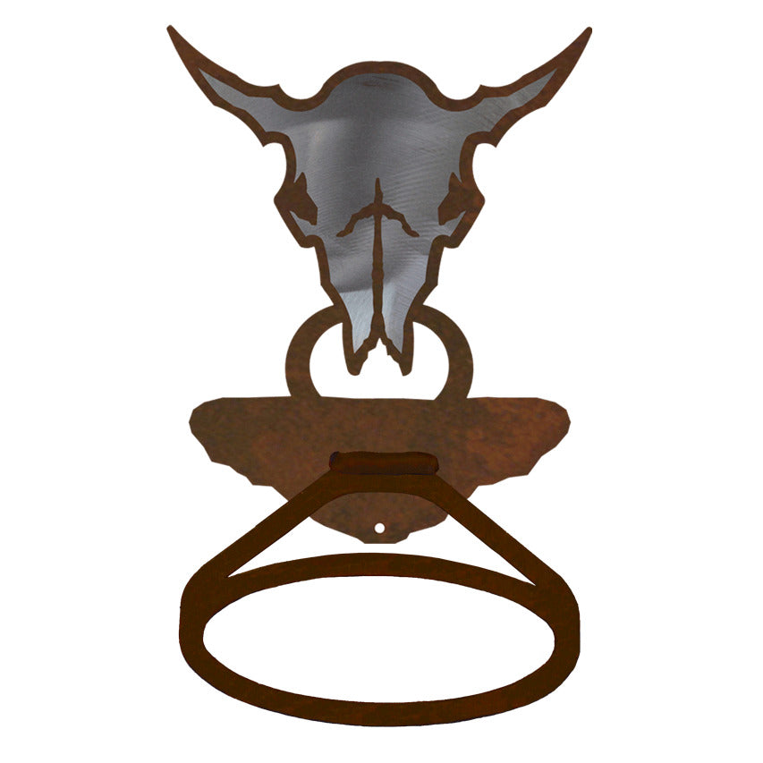 BA-8810 Buffalo Skull Towel Ring Burnished
