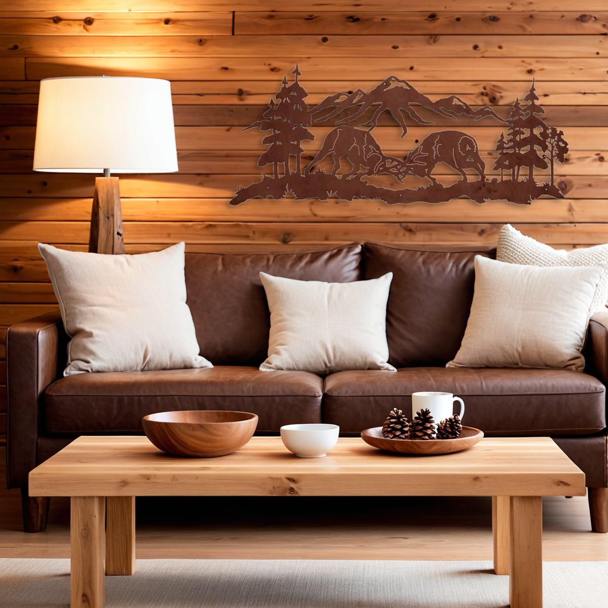 Fighting Bull Elk Wall Art - 57"