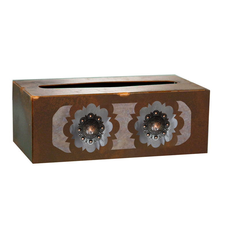 TC-9244 Round Copper Rectangle Tissue Box Cover