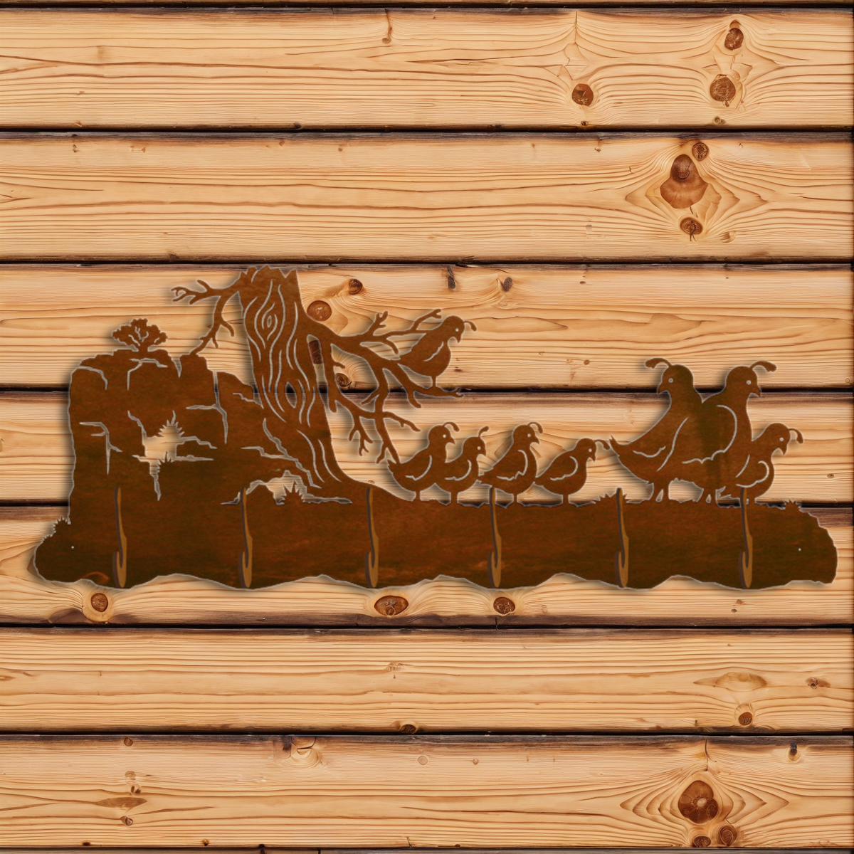 CH-5766 Quail Family Scenic Six Hook