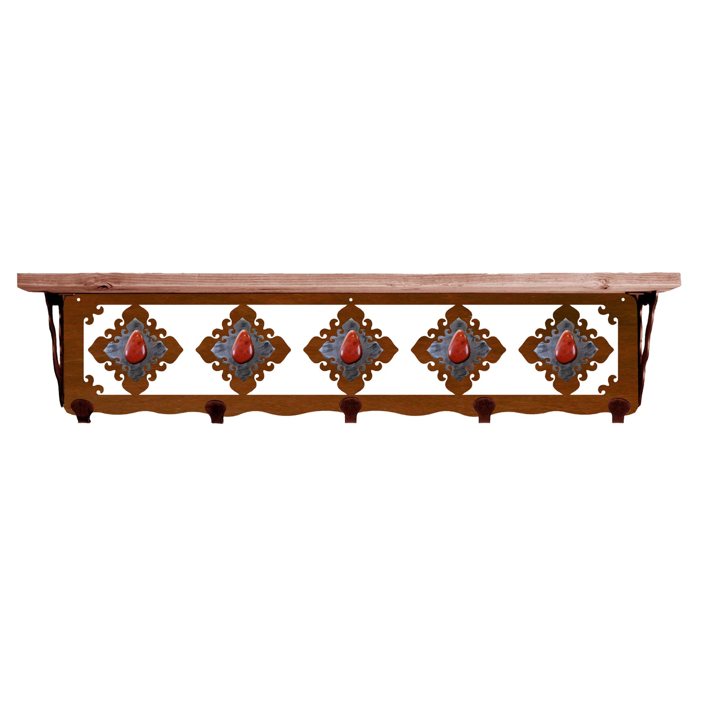 Red Jasper Stone 34" Coat Hook Shelf