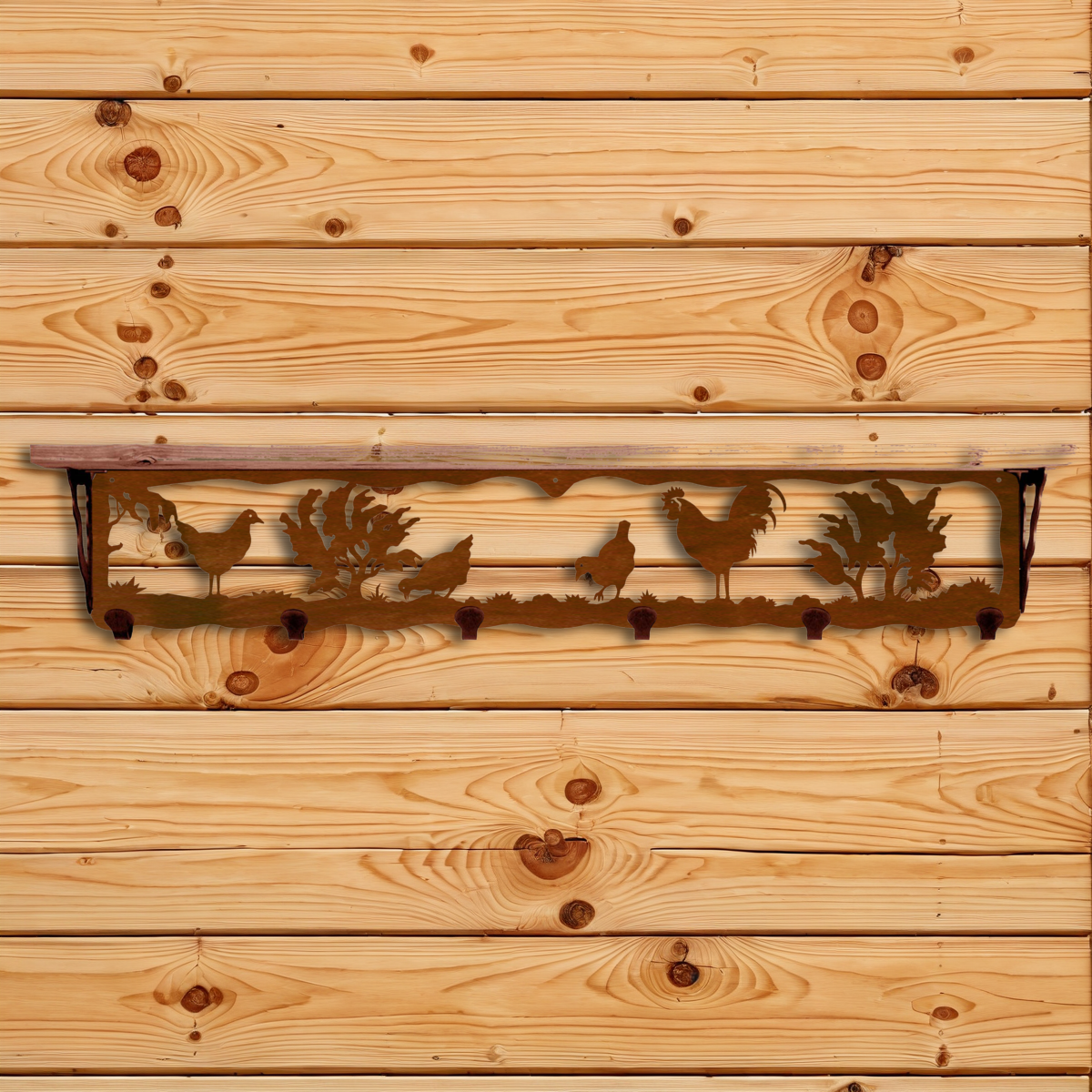 SW-5766 Rooster 42" Coat Hook Shelf