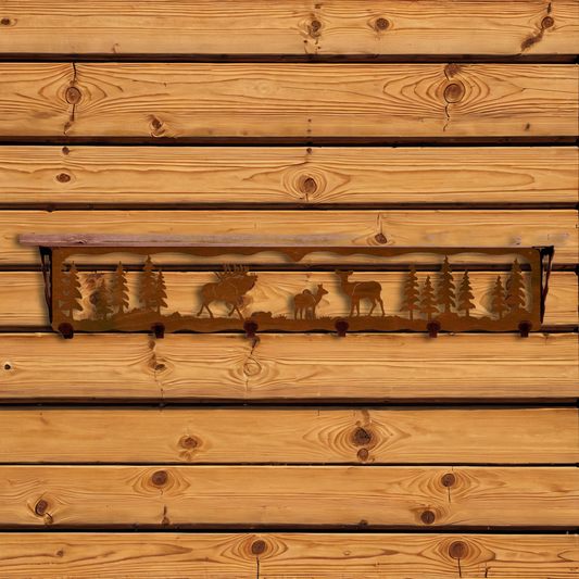 SW-5762 Elk Family 42" Coat Hook Shelf