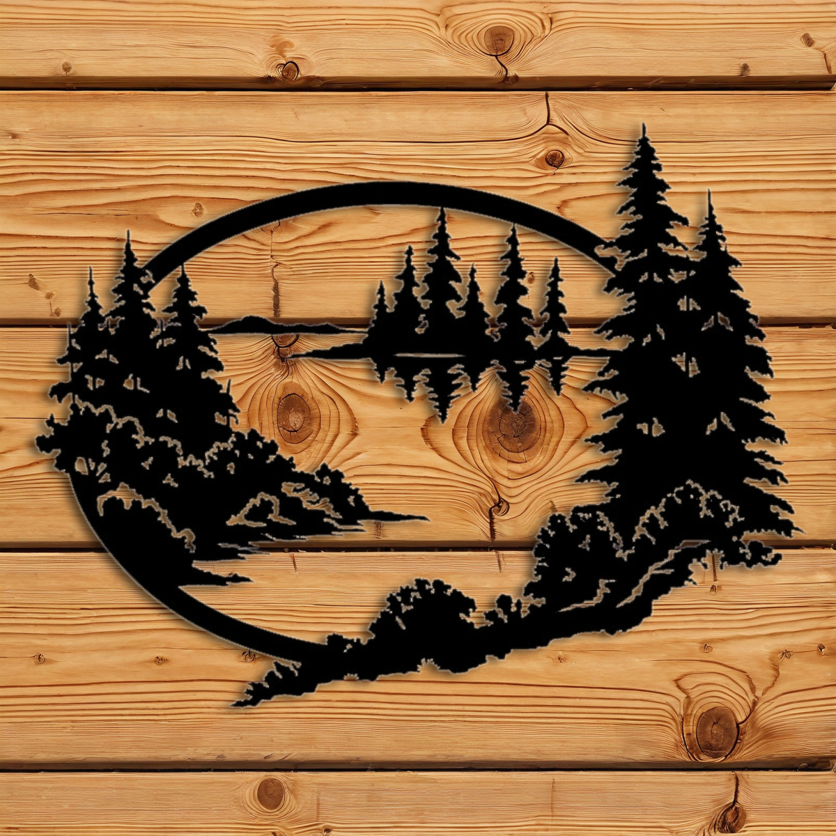 WA-73061 Mountain Lake Oval Wall Art Horizontal