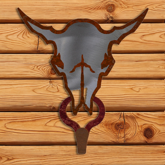 CHL-108 Buffalo Skull Large Single Coat Hook Burnished
