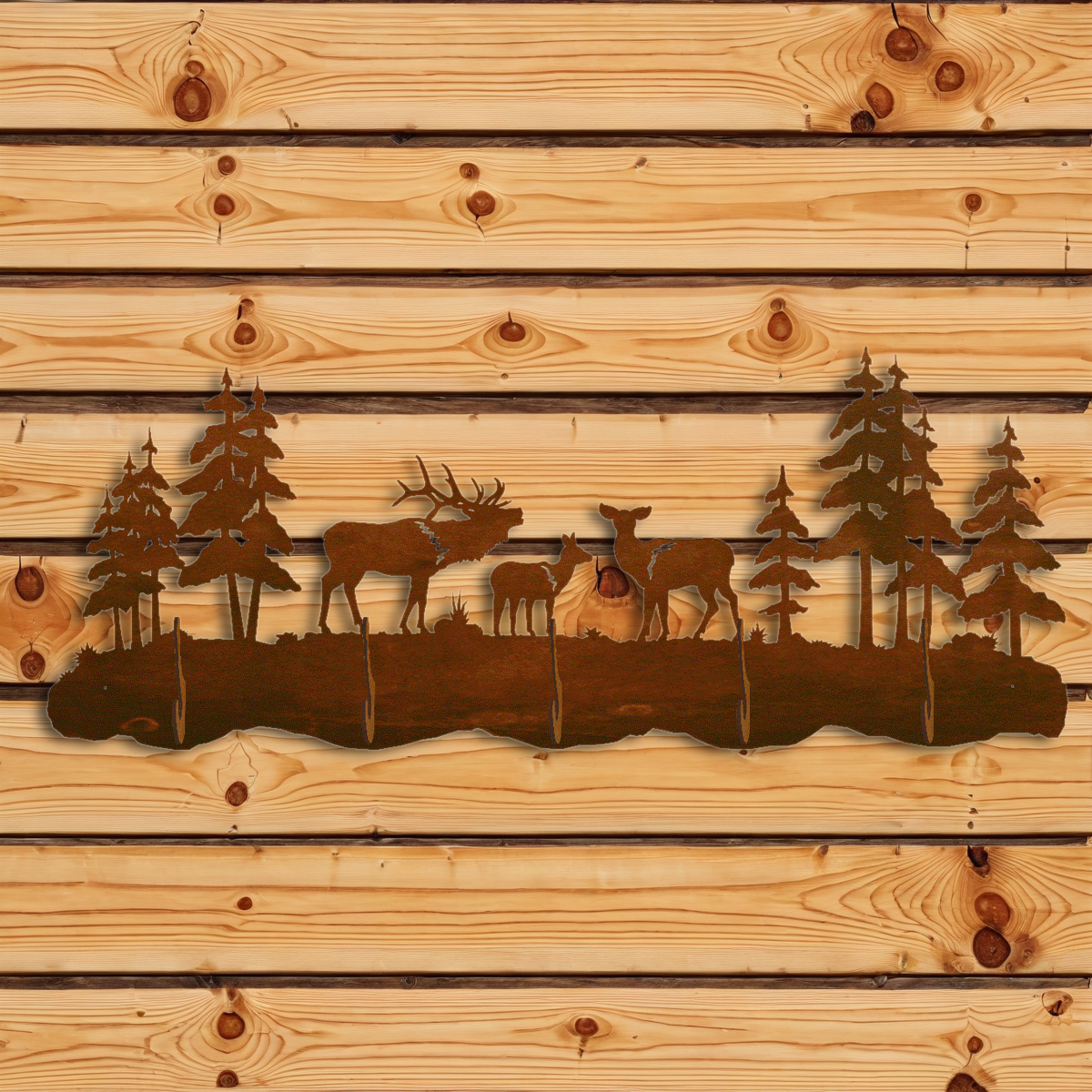 CH-5560 Elk Family Scenic Five Hook