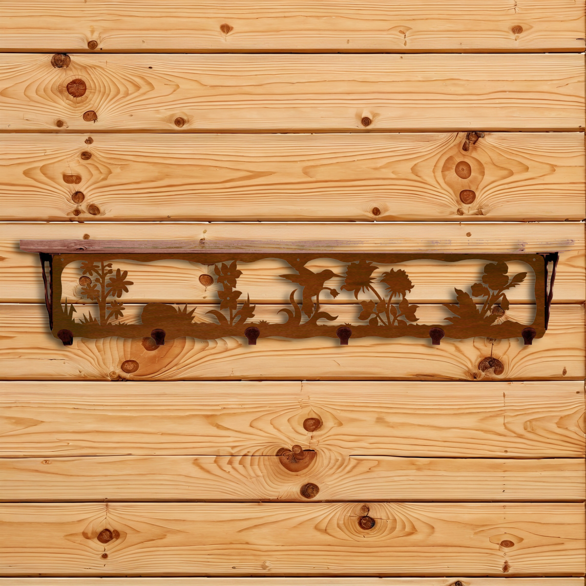 SW-5718 Hummingbird 42" Coat Hook Shelf