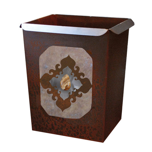 Burnished Stone with Picture Jasper Trash Bin