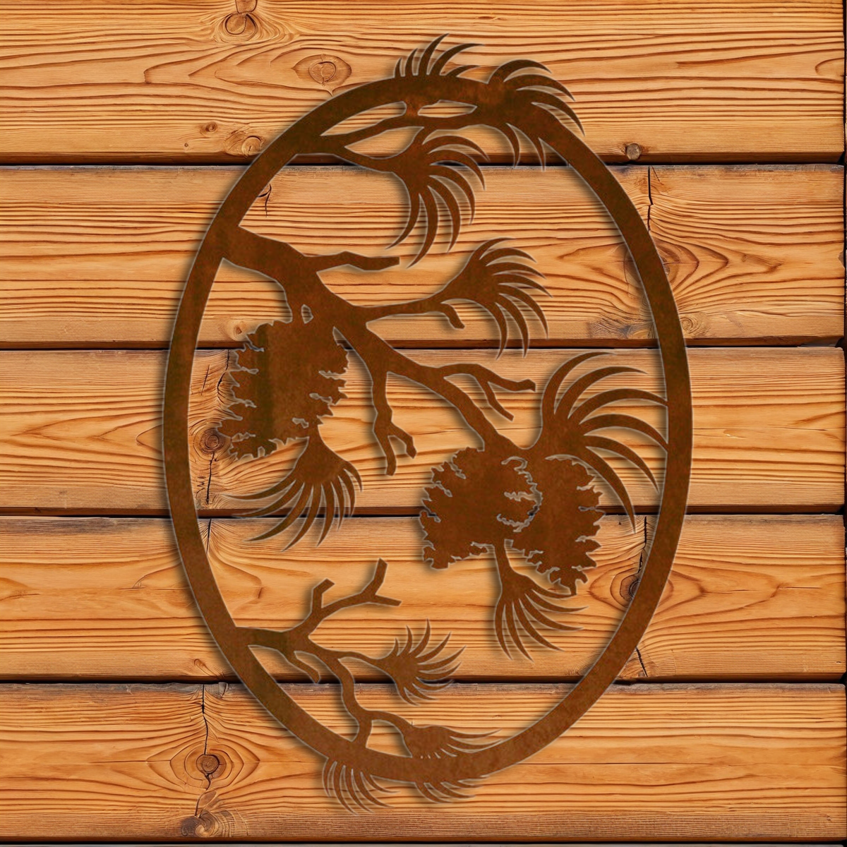 WA-72081 Pine Cone Oval Vertical Wall Art