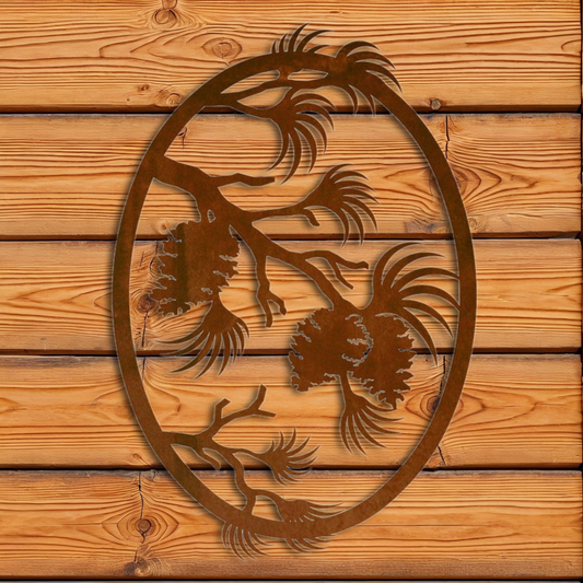 WA-72081 Pine Cone Oval Vertical Wall Art
