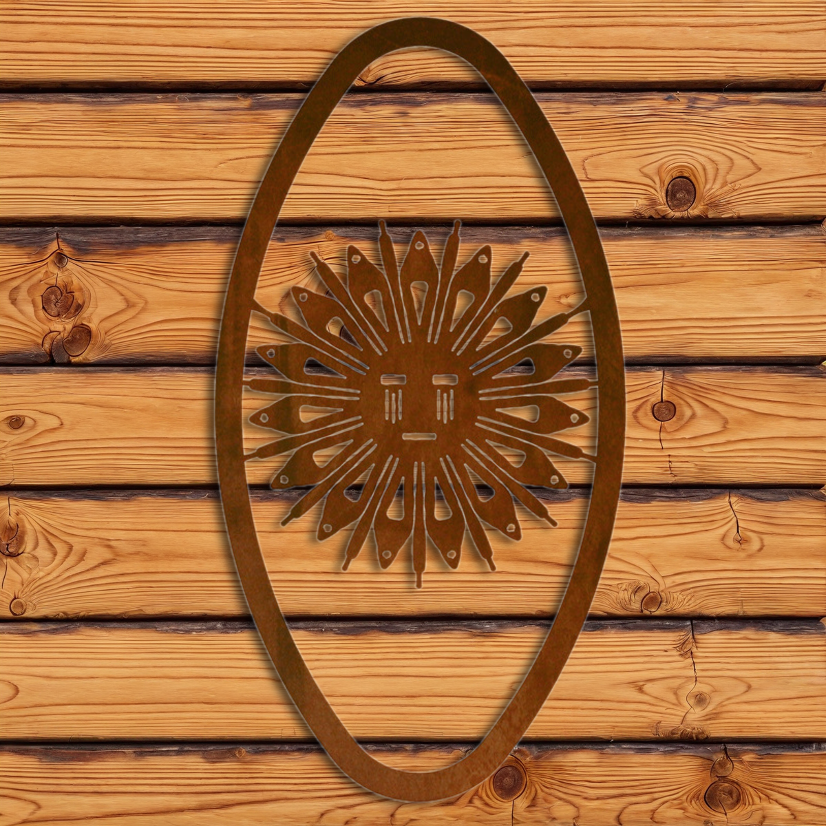 WA-72135 Sand Painting Sun Oval Vertical Wall Art