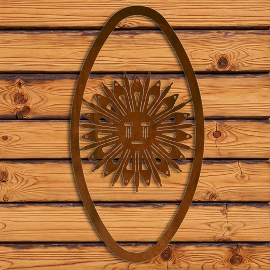 WA-72135 Sand Painting Sun Oval Vertical Wall Art