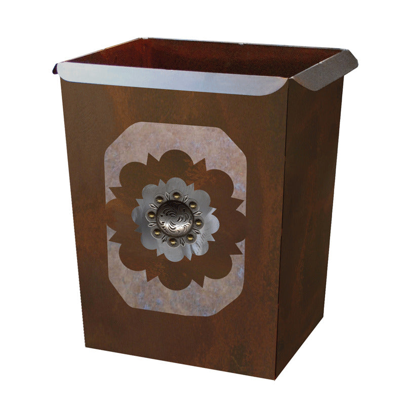 WB-2091 Round Old Silver Concho Trash Bin