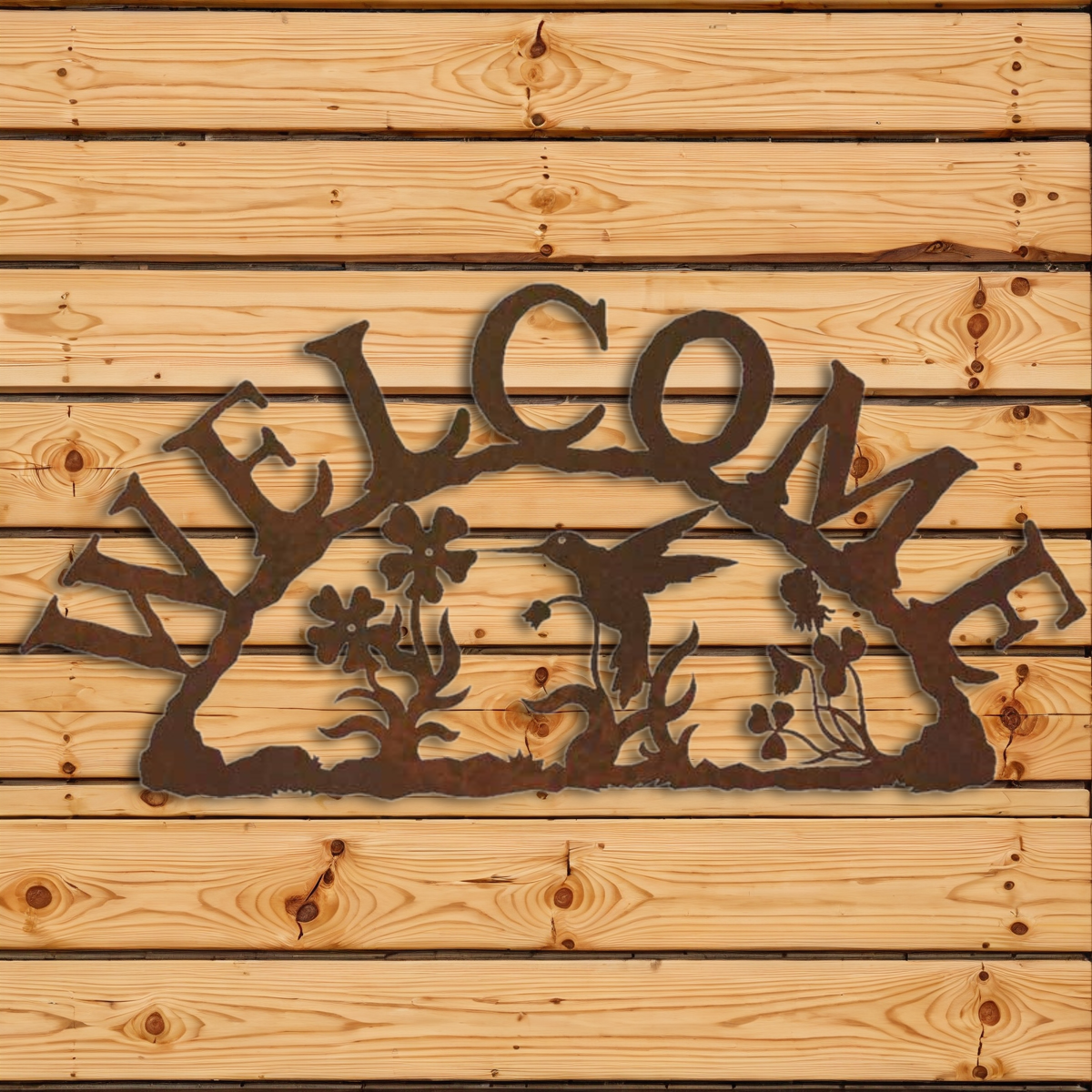 WE-9619 Hummingbird Horizontal Welcome Sign