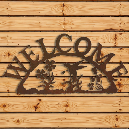 WE-9619 Hummingbird Horizontal Welcome Sign