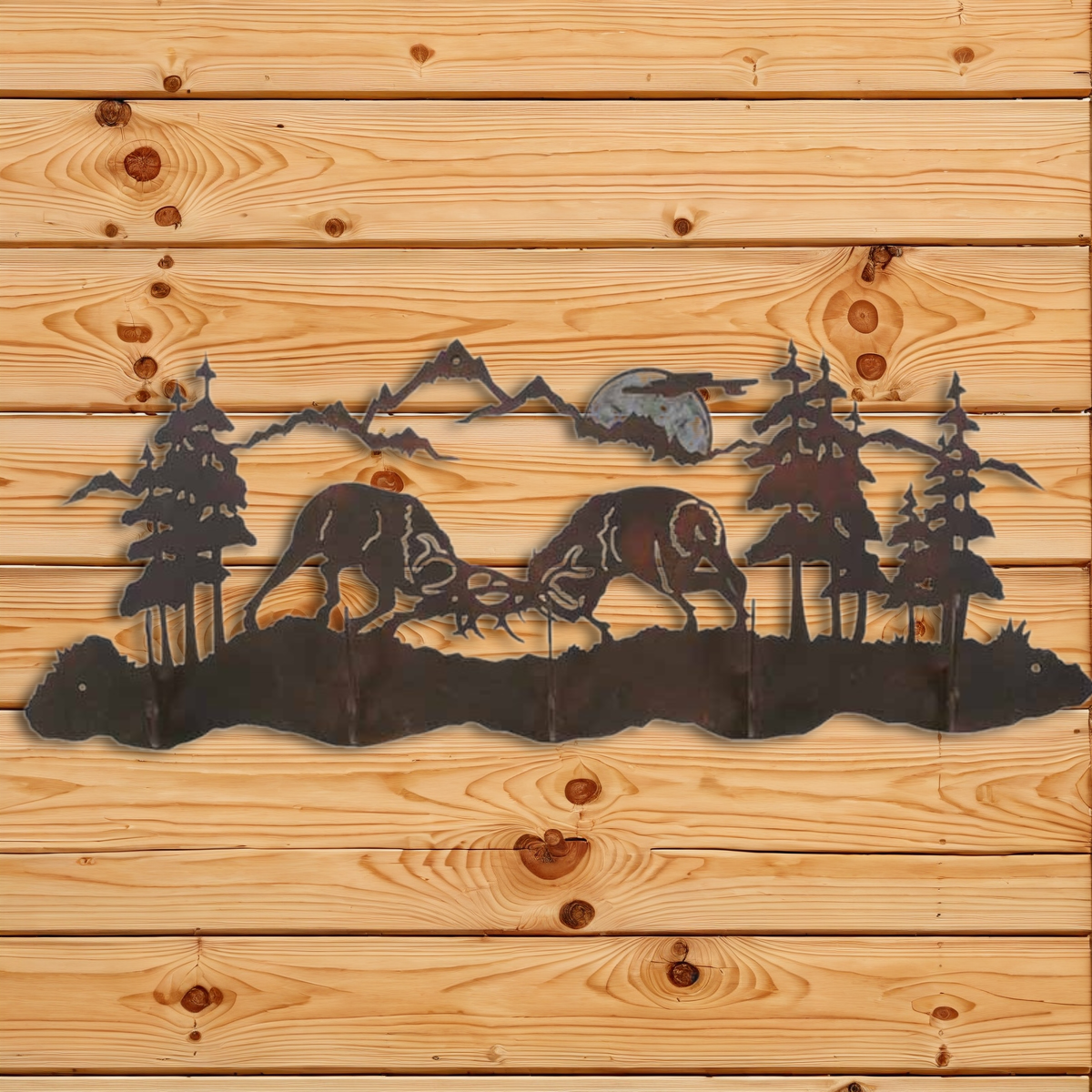 CH-6540 Fighting Bull Elk Scenic Five Hook Burnished