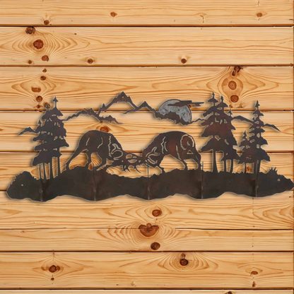 CH-6540 Fighting Bull Elk Scenic Five Hook Burnished