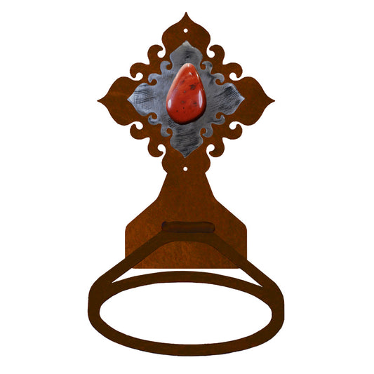 BA-7340 Red Jasper Stone Burnished Towel Ring