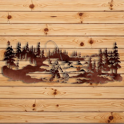 WA-8408 Fly fisherman Wall Art - 84"