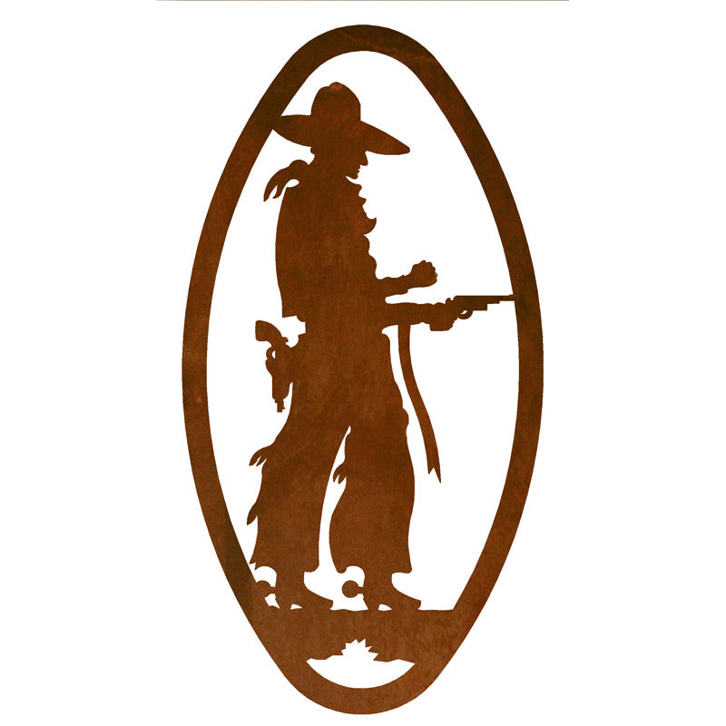 Pistol Cowboy Oval Vertical Wall Art