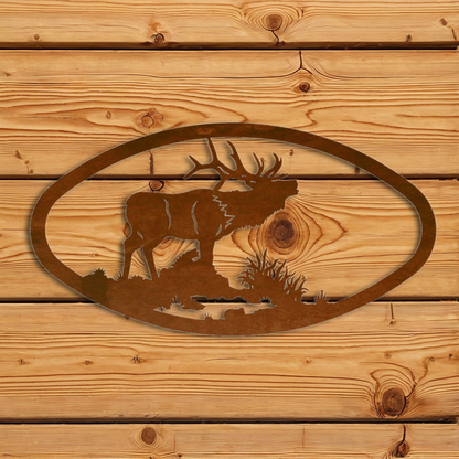 WA-73030 Elk Oval Wall Art Horizontal