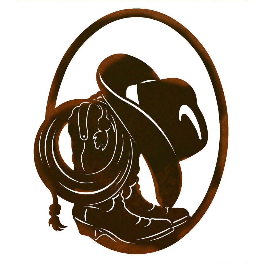 Boots and Hat Oval Wall Art - 26"