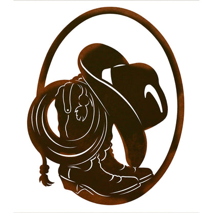 Boots and Hat Oval Wall Art - 26"