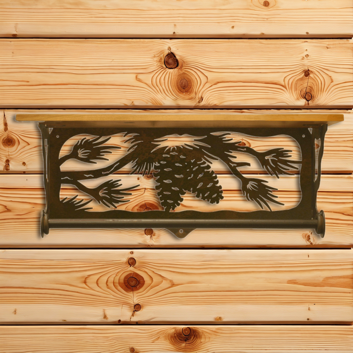 BA-2032 Pine Cone 20" Hand Towel Bar Shelf