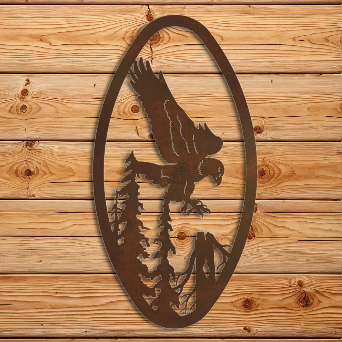 WA-72022 Eagle Oval Vertical Wall Art