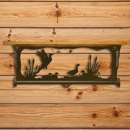 BA-2018 Ducks in Cattails 20" Hand Towel Bar Shelf