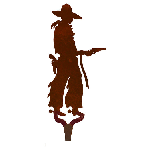 Pistol Cowboy Large Single Coat Hook Burnished