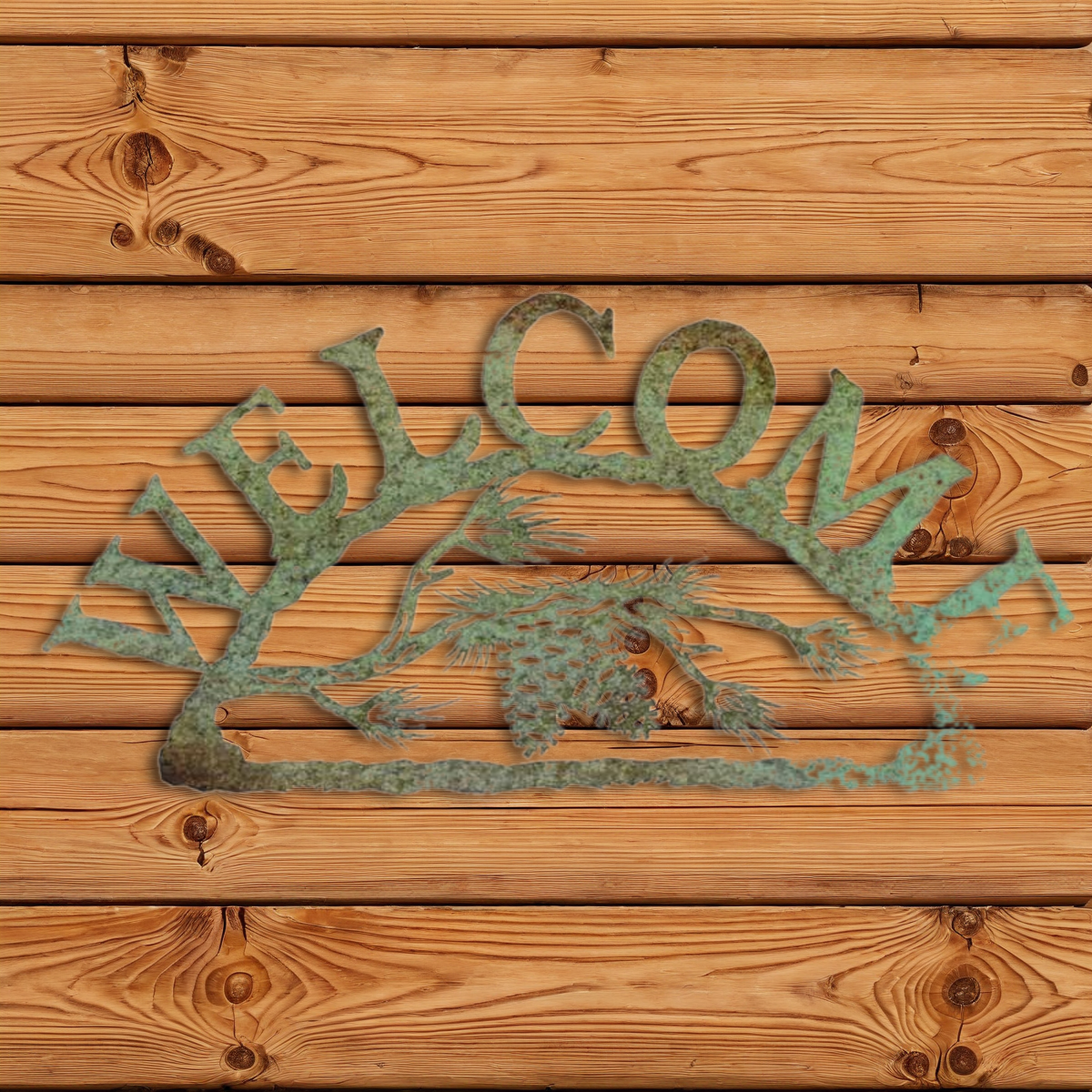 WE-9629 Pine Cone Horizontal Welcome Sign