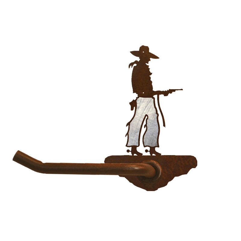 BA-8165 Pistol Cowboy Tissue Holder Burnished