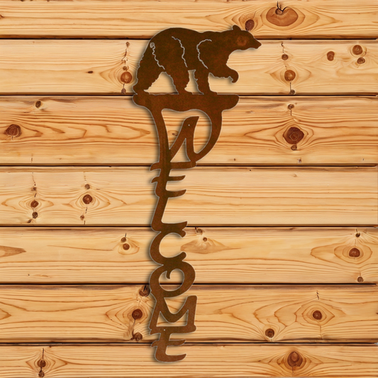 WE-2005 Black Bear Vertical Welcome Sign