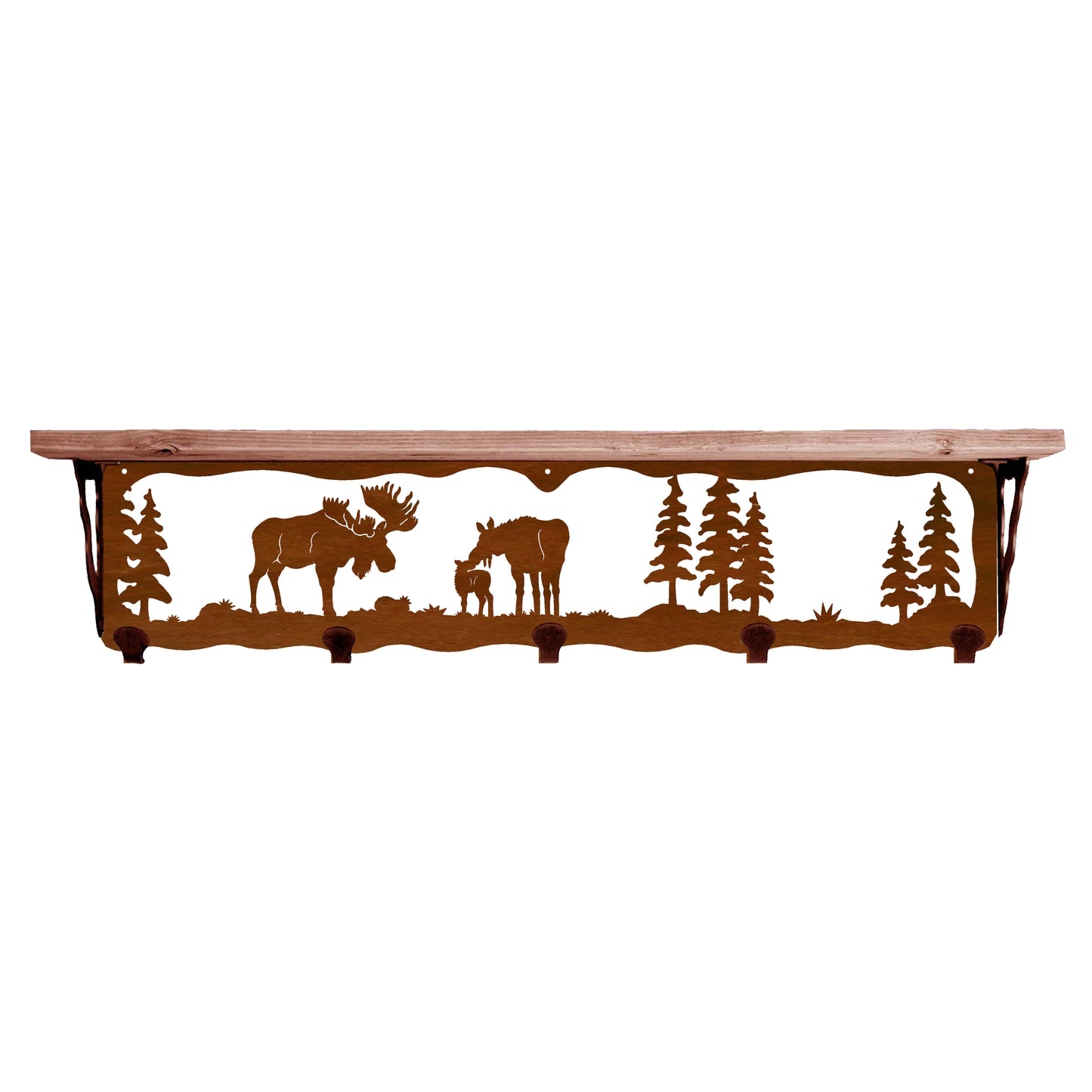 Moose Family 34" Coat Hook Shelf