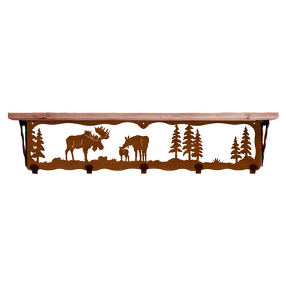 Moose Family 34" Coat Hook Shelf