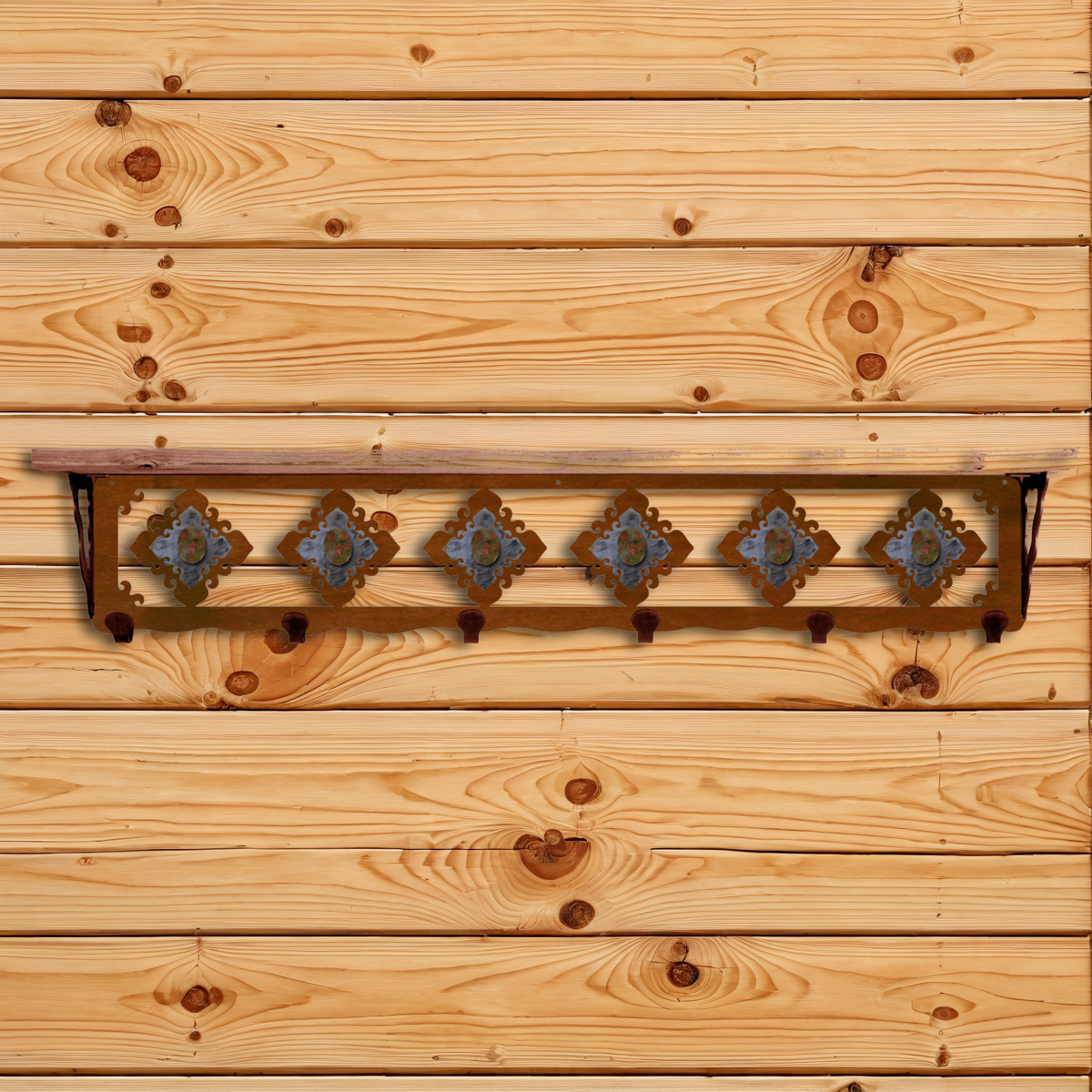 SW-5770 Unakite Stone 42" Coat Hook Shelf