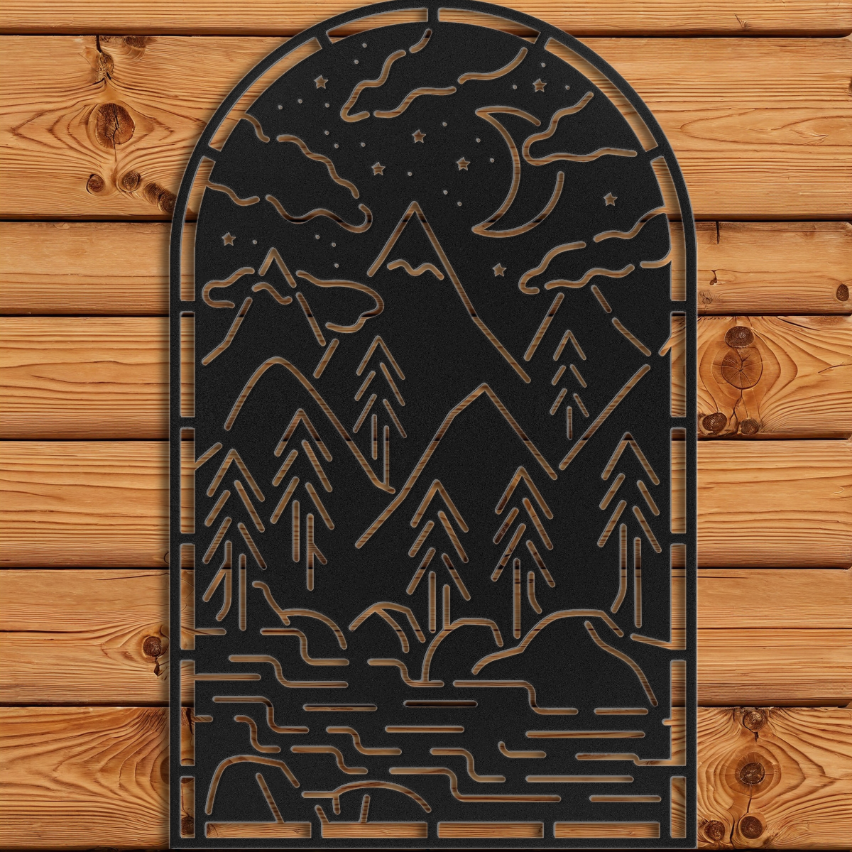 Night Mountain Window Arch Wall Art