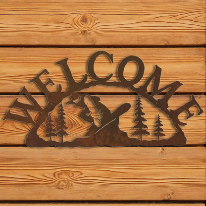 WE-9647 Snowboarder Horizontal Welcome Sign
