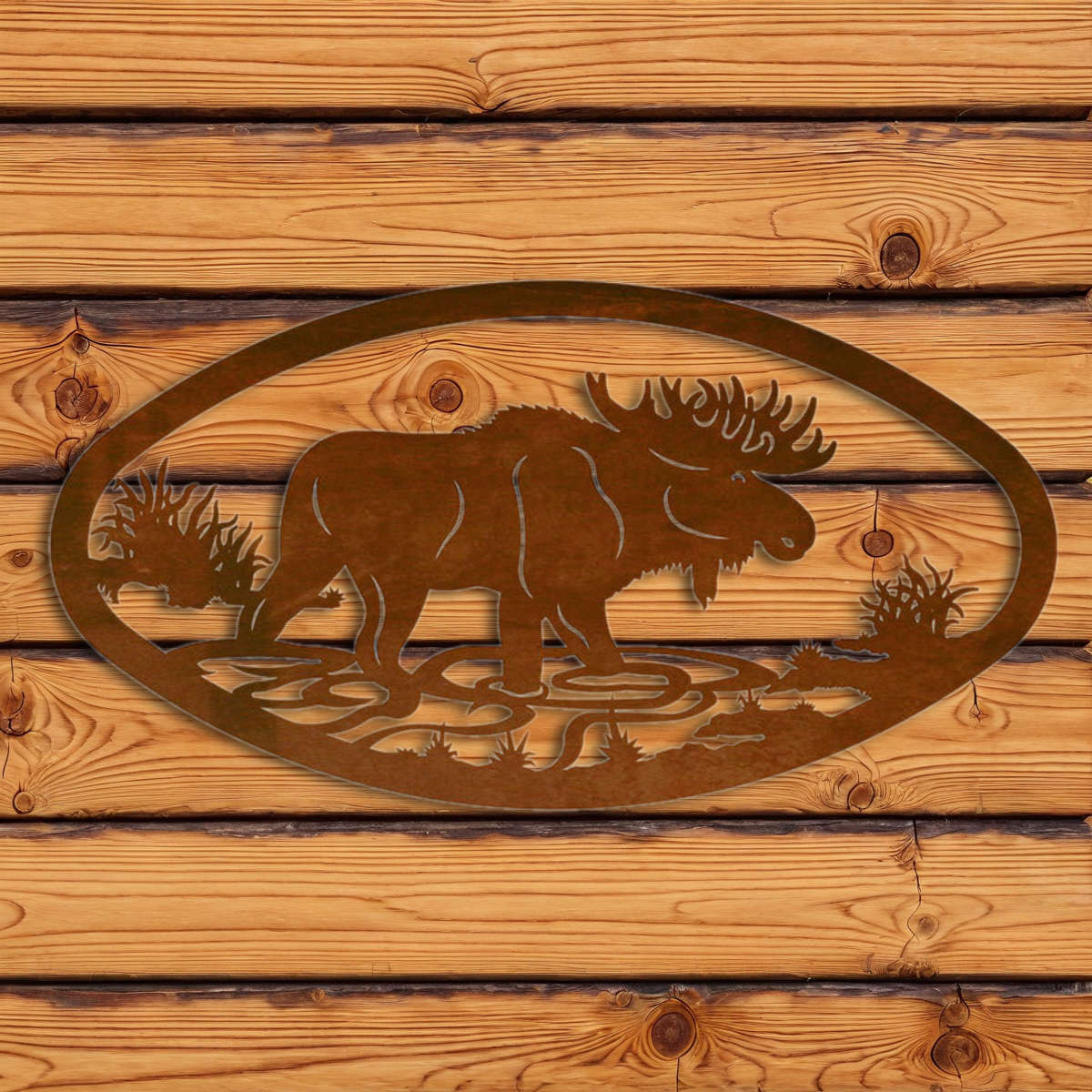 WA-73065 Moose Oval Wall Art Horizontal