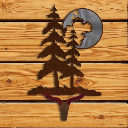 CHL-194 Pine & Moon Large Single Coat Hook Burnished