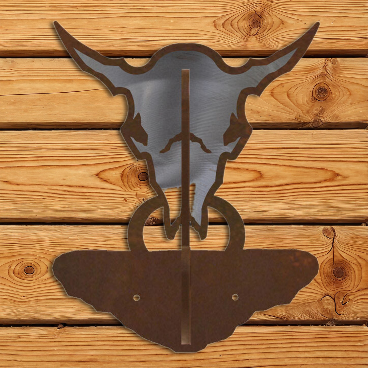 CH-5237 Buffalo Skull Double Coat Hook Burnished