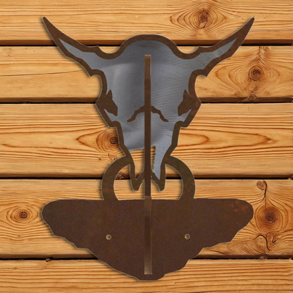 CH-5237 Buffalo Skull Double Coat Hook Burnished