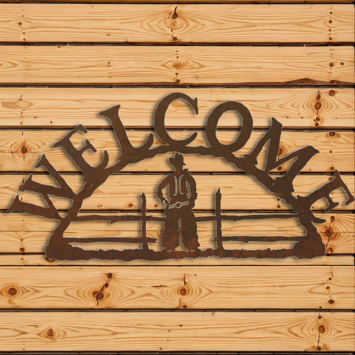 WE-9640 Cowboy Horizontal Welcome Sign