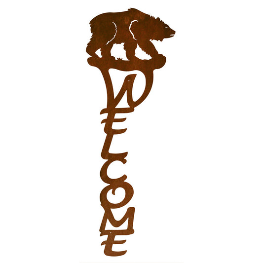 Brown Bear Vertical Welcome Sign