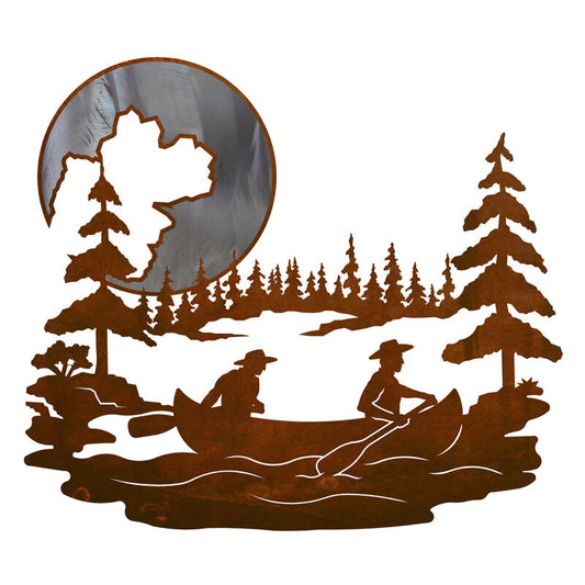 Canoers & Moon 20" Wall Art Burnished