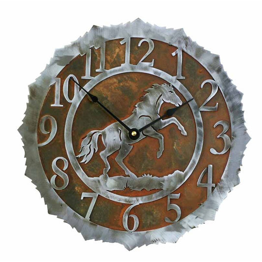 Rearing Horse 12" Round Clock