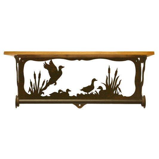 Ducks in Cattails 20"  Hand Towel Bar Shelf